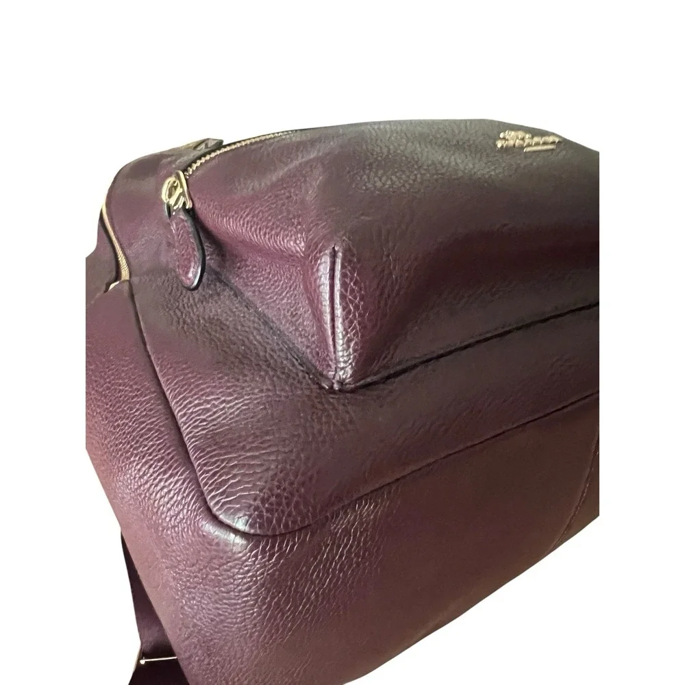 Coach Oxblood Burgundy Pebble Leather Nylon Backpack Travel Daypack 14